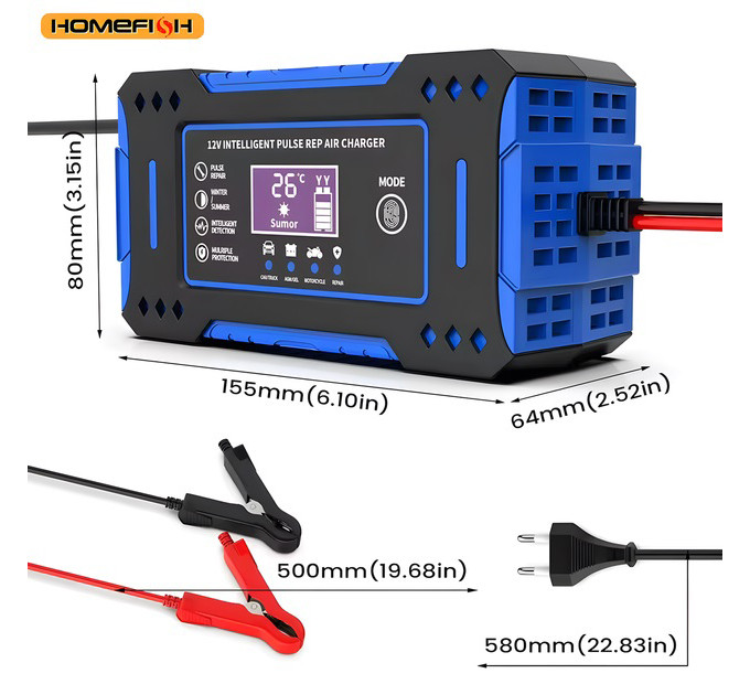 Зарядний пристрій Інтелектуальний Pulse Repair 12V 6A з функцією відновлення акумуляторів