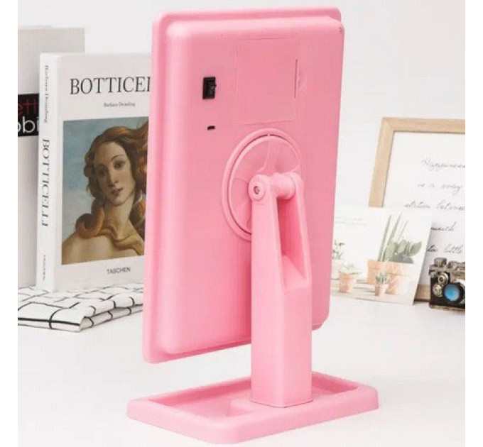Настільне дзеркало для макіяжу Cosmetie mirror 360 Rotation Angel з підсвічуванням Pink