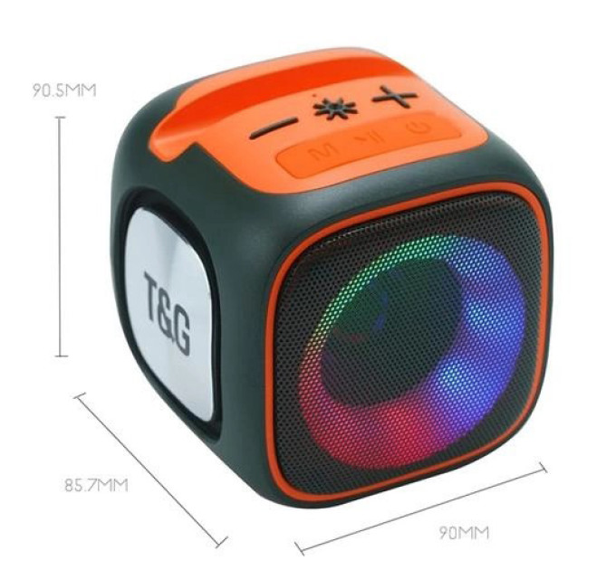 Портативна Bluetooth колонка TG359 7W з підсвічуванням RGB, акумуляторна колонка для музики. Колір: зелений