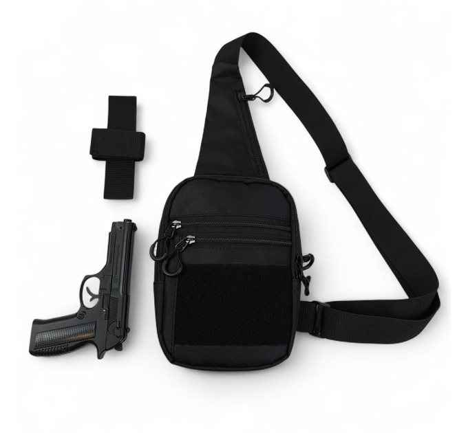 Тактическая мужская сумка с кобурой Cordura 1000D – 6 карманов, черный