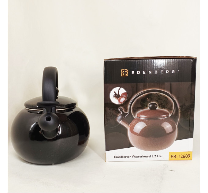 Емальований чайник Edenberg EB-12609 2.2л зі свистком Black