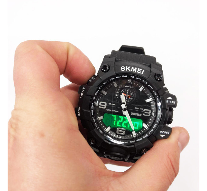 Часы наручные мужские SKMEI 1586BK BLACK, водонепроницаемые мужские часы, часы спортивные. Цвет: черный