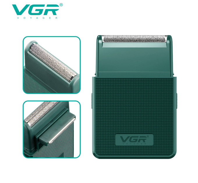Электробритва VGR V-376 GREEN шейвер, Профессиональный шейвер-электробритва, Портативная бритва