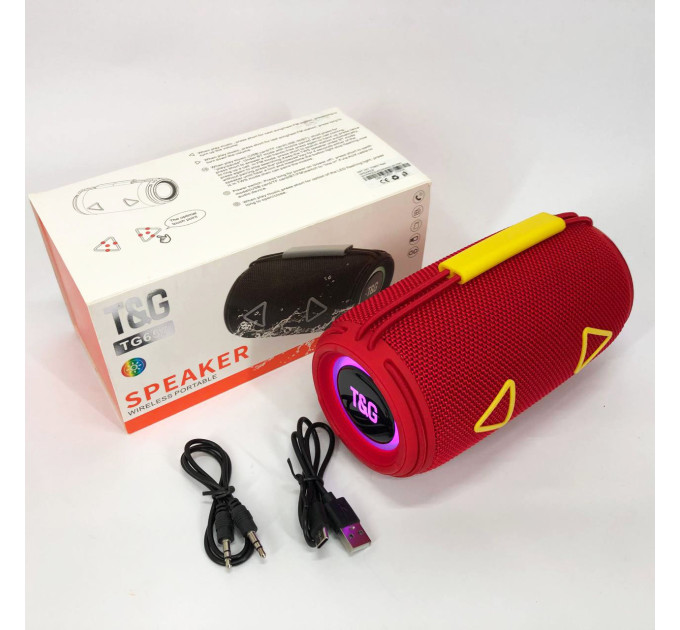 Bluetooth-колонка TG657 з RGB підсвічуванням 1500 mAh, бездротова колонка портативна потужна. Колір: червоний