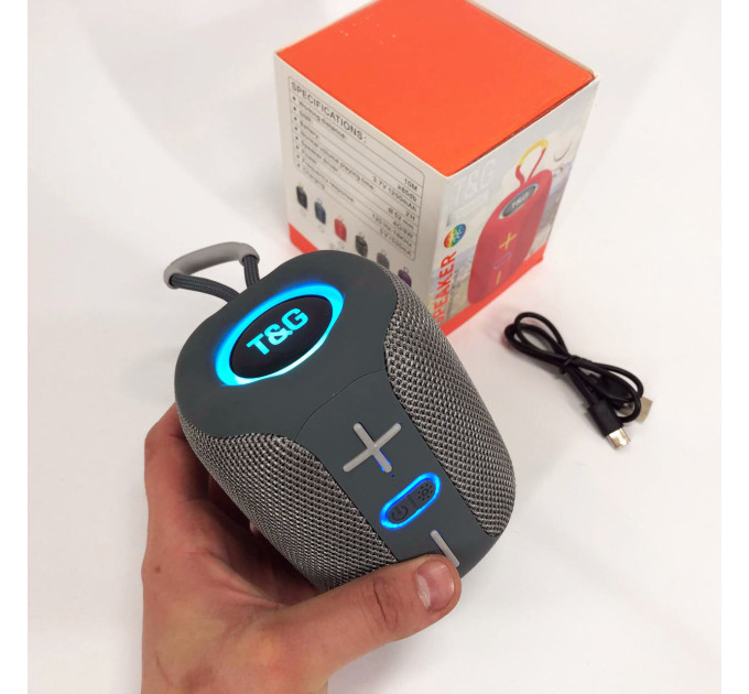 Портативная Bluetooth колонка TG658 8W с RGB подсветкой, Музыкальные колонки для улицы. Цвет: серый
