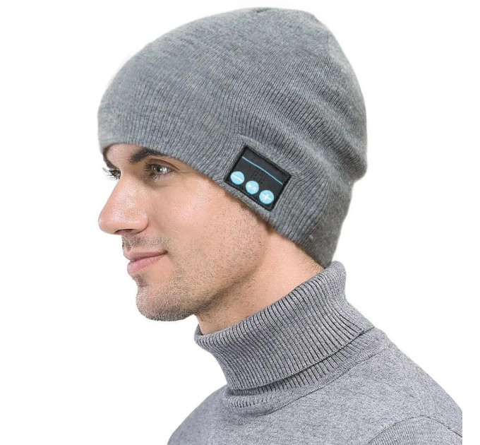 Портативная колонка ШАПКА с bluetooth наушниками SPS Hat BT True. Цвет: серый
