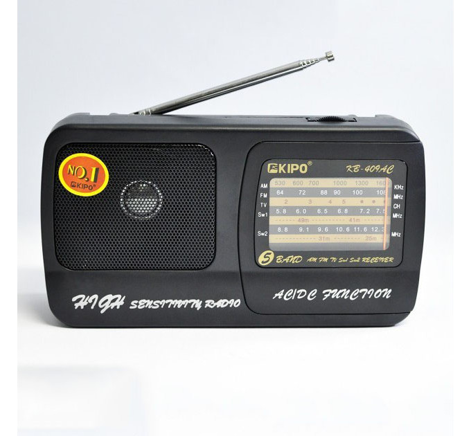 Радиоприёмник Kipo KB-409AC мощный радио FM c usb питание от батарейки R20 или от сети