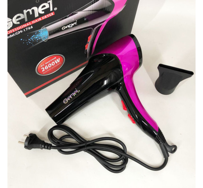 Фен GEMEI GM-1766 2600Вт, жіночий фен для волосся, електрофен для волосся Purple
