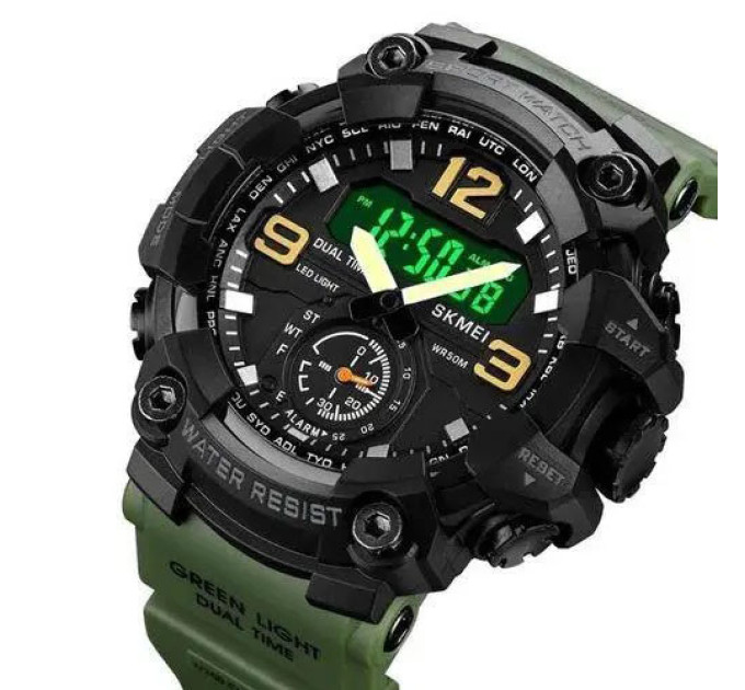 Годинник наручний чоловічий SKMEI 1965AG ARMY GREEN, Годинник армійський оригінал, Годинник спортивний. Колір: зелений