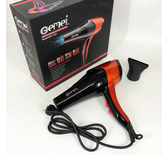Фен GEMEI GM-1766 2600Вт, фен для голови, жіночий фен для волосся, фен сушка Orange
