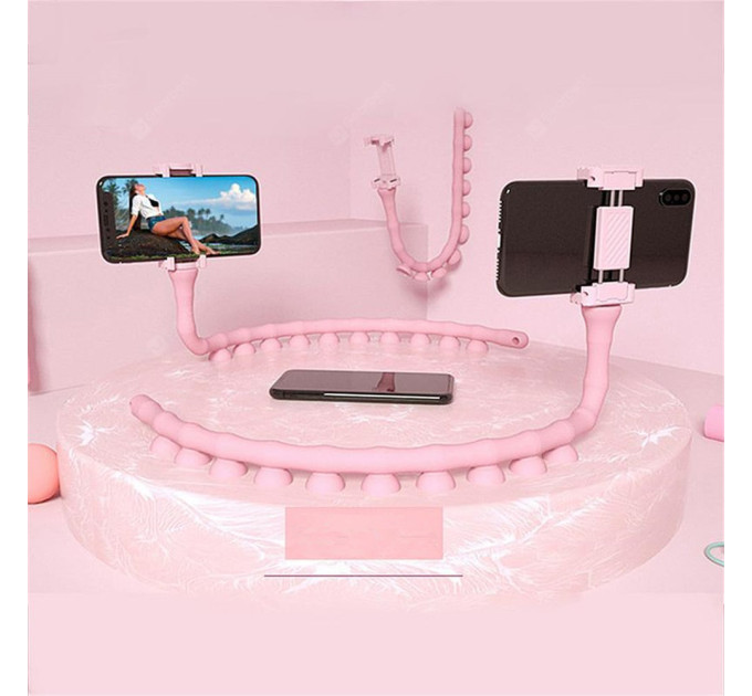 Гибкий держатель для телефона с присосками универсальный Cute Worm Lazy Holder. Цвет: розовый
