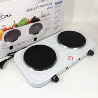 Плита електрична Suntera DP-1925 2000 Вт, електроплита двоконфоркова настільна White