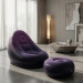 Надувное кресло с пуфом для отдыха AIR SOFA велюровое Purple