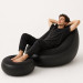 Надувное кресло с пуфом для отдыха AIR SOFA велюровое Black