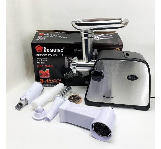 Электрическая мясорубка Domotec MS-2027 4500 Вт с насадкой для томатов, колбас и терками