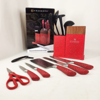 Набір кухонних ножів Edenberg EB-11098 із 12 предметів на стійці Red