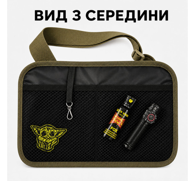 Тактична сумка месенджер хакі, сумка для шевронів та патчів