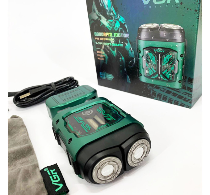 Електробритва VGR V-344. Колір: зелений
