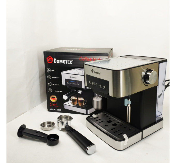 Рожковая кофемашина Кофеварка Domotec MS-136 1.6л 850Вт 15 Бар
