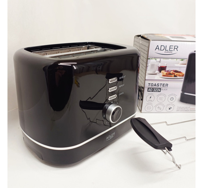 Тостер Adler AD 3224 7 рівнів обсмажування решітка для булочок 850Вт Black