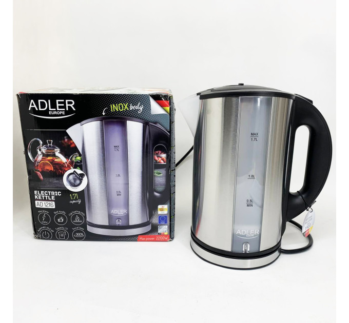 Чайник електричний з нержавіючої сталі Adler AD 1216 1.7L 2200Вт