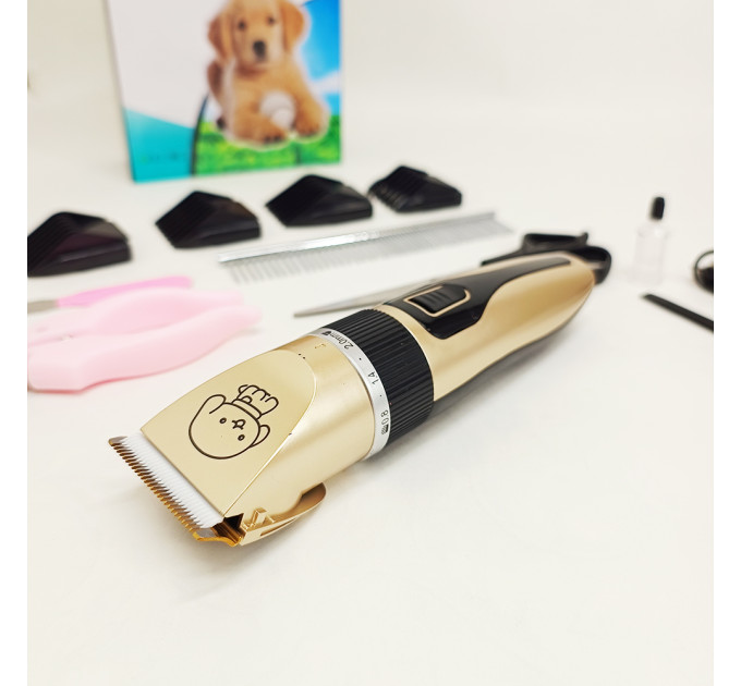 Машинка триммер Puppy ProMax для стрижки животных собак котов на аккумуляторе с набором насадок