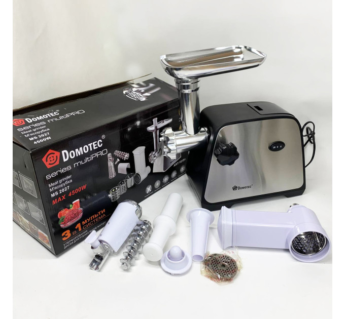 Электрическая мясорубка Domotec MS-2027 4500 Вт с насадкой для томатов, колбас и терками