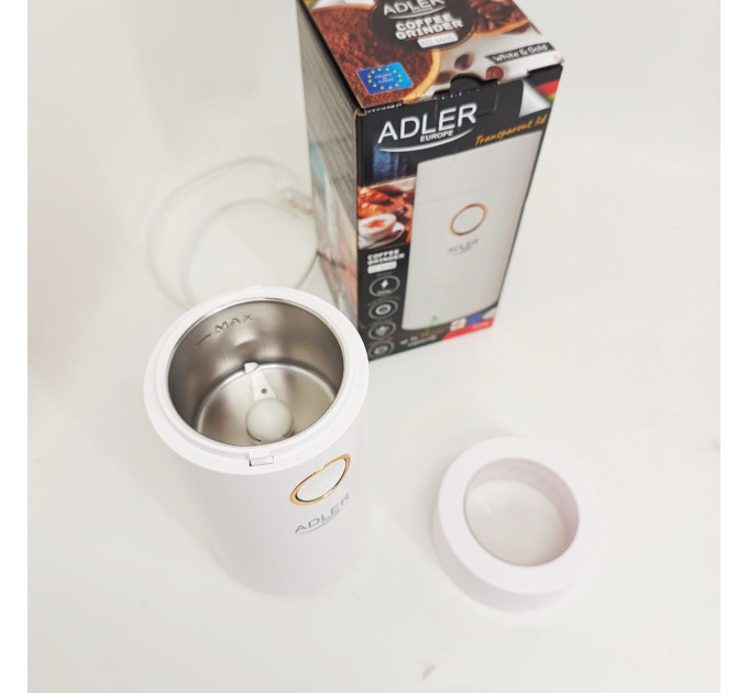 Кавомолка електрична Adler AD 4446-wg Біла 150 Вт кухонний міні подрібнювач для зерен кави