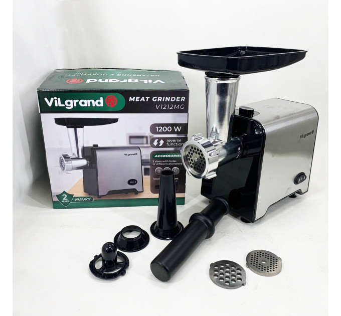 Мясорубка электрическая с нержавейки VILGRAND V1212MG стальная 1200 Вт