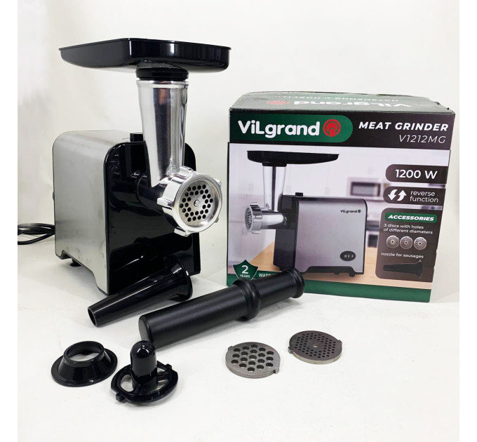 Мясорубка электрическая с нержавейки VILGRAND V1212MG стальная 1200 Вт