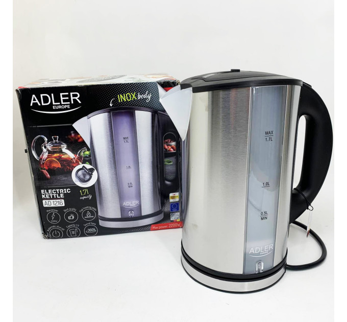 Чайник електричний з нержавіючої сталі Adler AD 1216 1.7L 2200Вт