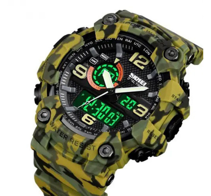 Годинник наручний чоловічий SKMEI 1520CMGN CAMO GREEN, годинник військовий чоловічий, для військовослужбовців. Колір: камуфляж