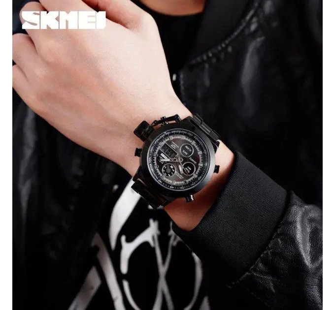Часы наручные мужские SKMEI 1515BK BLACK, часы наручные электронные тактические. Цвет: черный