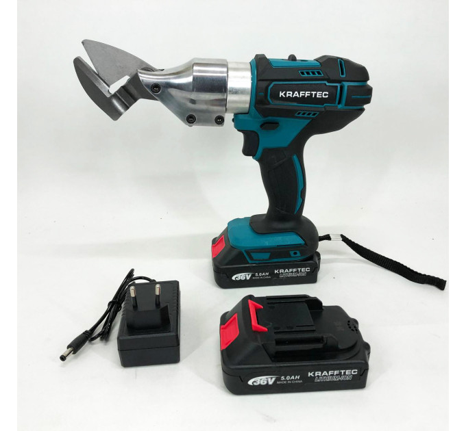 Аккумуляторные ножницы по металлу в кейсе Krafftec DJS130R, 2 акб 36V/5AP