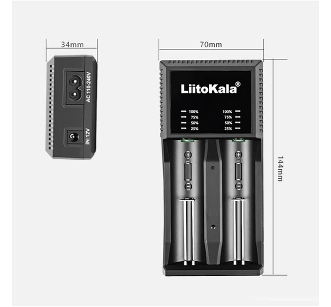 Універсальний зарядний пристрій LiitoKala Lii-PL2 EU на 2 канали