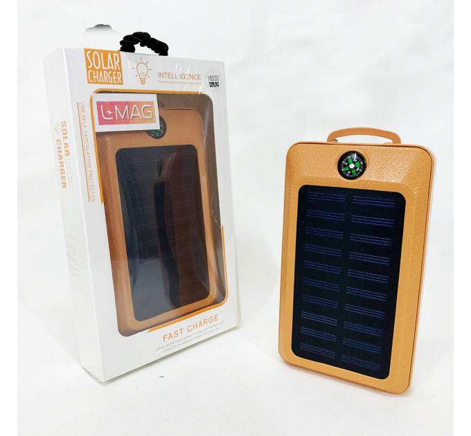 УМБ Power Bank Solar 18000 mAh мобільне зарядне з сонячною панеллю та лампою, Power Bank Charger Orange