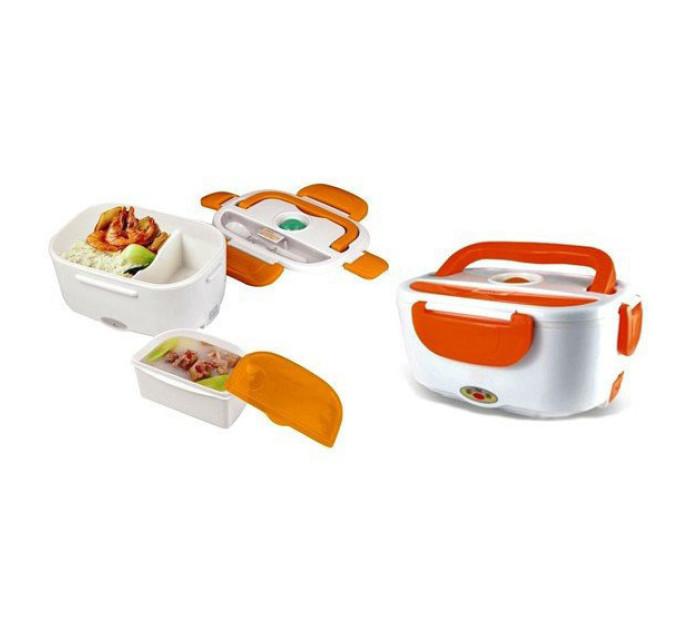 Ланч бокс электрический с подогревом Lunch Heater 220V Pro, контейнер для еды с отсеками. Цвет: оранжевый