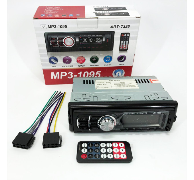 Автомагнитола MP3 1095/7336 BT ISO со съемной панелью 1DIN 4х50Вт, Автомобильная магнитола стерео звук