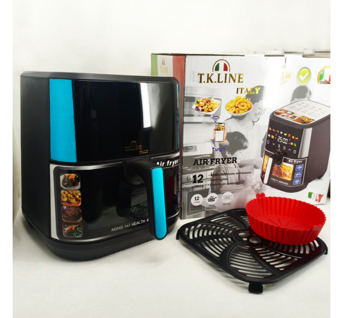 Аэрофритюрница T.K.Line TK00273 12 л с Wi-Fi Tuya Smart, 2 ТЭНами, LED-дисплеем и керамической чашей