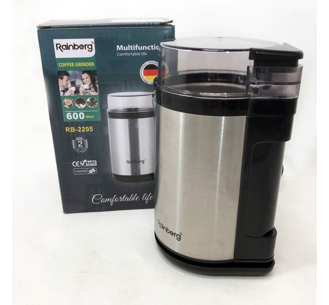 Электрическая роторная кофемолка Rainberg RB-2205 600 Вт Нержавеющая сталь