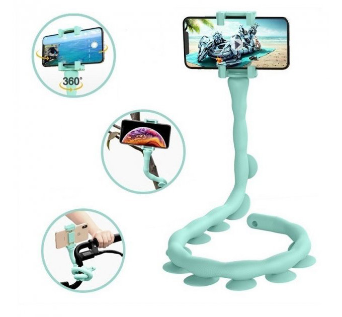 Гибкий держатель для телефона с присосками универсальный Cute Worm Lazy Holder. Цвет: голубой