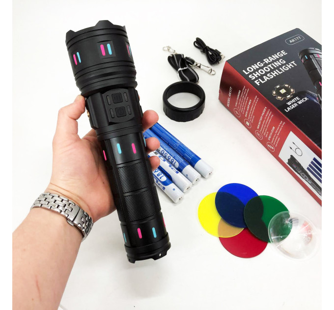 Ліхтар AK177-WHITE LASER LED PM60-TG, Топ-ліхтарик ліхтарик світлодіодний акумуляторний портативний