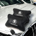 Автомобильные подушки 2 шт на подголовник Skoda / Шкода, из натуральной кожи, стильный аксессуар для вашего авто