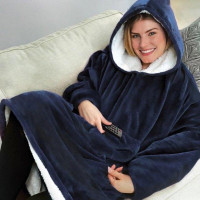 Плед толстовка с капюшоном и рукавами Huggle Hoodie оверсайз Blue