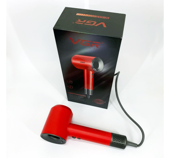 Фен професійний VGR V-445 RED, 3 рівні обдування, 4 рівні температури, 1600Вт
