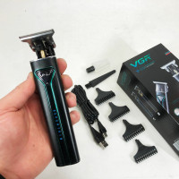 Профессиональная аккумуляторная машинка для стрижки VGR V-009 триммер для бороды и усов. Цвет: зеленый