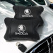 Автомобильные подушки 2 шт на подголовник Skoda / Шкода, из натуральной кожи, стильный аксессуар для вашего авто