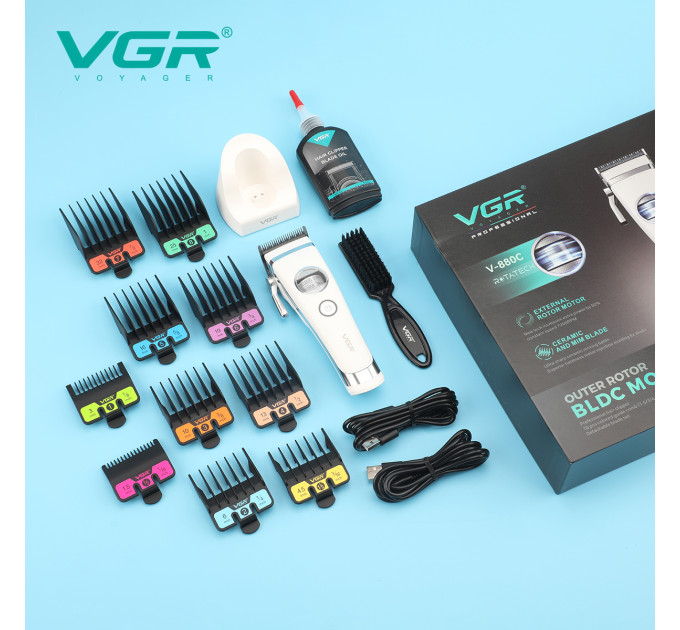 Акумуляторна машинка для стрижки VGR V-880C. Колір: білий