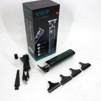 Профессиональная аккумуляторная машинка для стрижки VGR V-009 триммер для бороды и усов. Цвет: зеленый