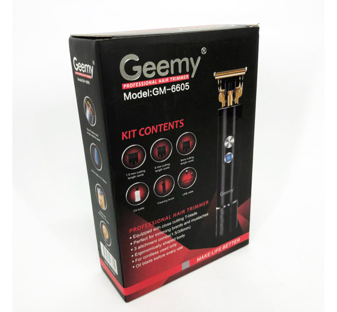 Профессиональная окантовочная машинка GEEMY GM-6605 для стрижки волос, окантовки, бороды и усов
